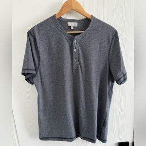 Hickey Freeman Short Sleeve Striped Henley T-Shirt